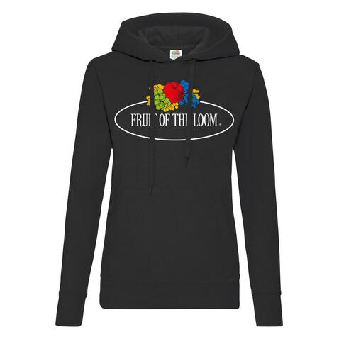 Fruit of the Loom Ladies Vintage Hooded Sweat Large Logo Print, Black, L bedrucken, Art.-Nr. 223011015