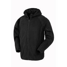 Result Hooded Recycled Microfleece Jacket, Black, XS bedrucken, Art.-Nr. 283331012