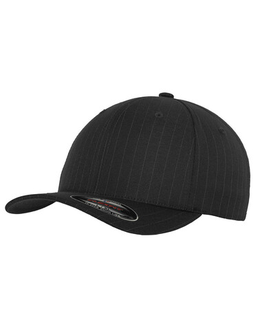 Flexfit Pinstripe Cap, Black/White, S/M bedrucken, Art.-Nr. 300681501