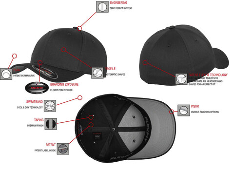 Flexfit Double Jersey Cap, Black, L/XL bedrucken, Art.-Nr. 308681012