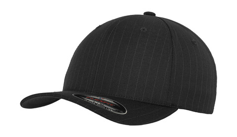 Flexfit Pinstripe Cap, Black/White, S/M bedrucken, Art.-Nr. 300681501