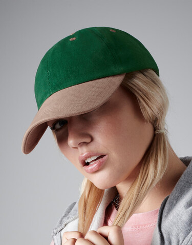 Beechfield Low Profile Heavy Brushed Cotton Cap, Forest Green/Taupe, One Size bedrucken, Art.-Nr. 310695540