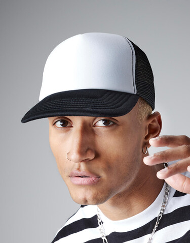 Beechfield Vintage Snapback Trucker, Fuchsia/White, One Size bedrucken, Art.-Nr. 329694700