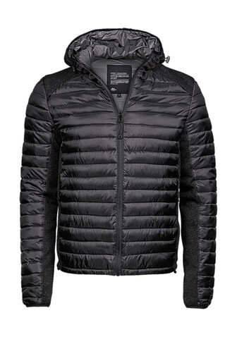 Tee Jays Hooded Outdoor Crossover Jacket, Black/Black Melange, S bedrucken, Art.-Nr. 418541613