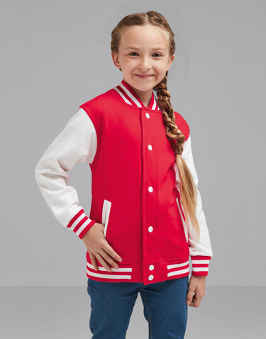 FDM Junior Varsity Jacket, Black/White, 3-4 (104) bedrucken, Art.-Nr. 488551503