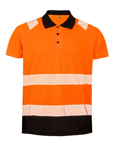 Result Recycled Safety Polo Shirt, Fluorescent Orange, S/M bedrucken, Art.-Nr. 502334053