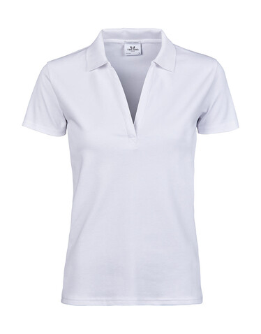 Tee Jays Women`s Luxury Stretch V Polo, White, S bedrucken, Art.-Nr. 502540003