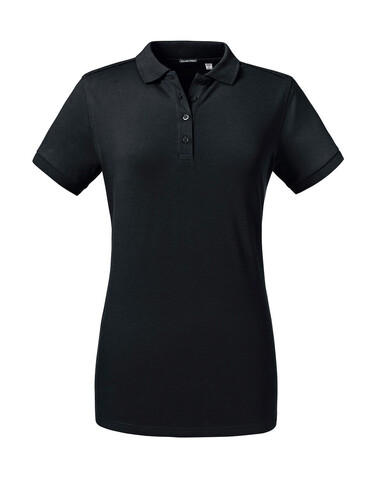 Russell Europe Ladies` Tailored Stretch Polo, Black, L bedrucken, Art.-Nr. 503001015