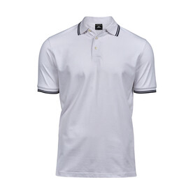 Tee Jays Luxury Stripe Stretch Polo, White/Navy, S bedrucken, Art.-Nr. 507540522 Tee Jays Luxury Stripe Stretch Polo, White/Navy, S bedrucken, Art.-Nr. 507540522