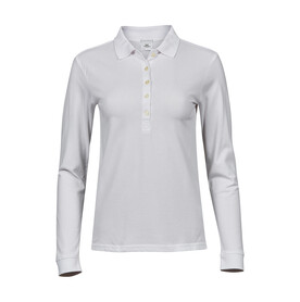 Tee Jays Ladies` Luxury LS Stretch Polo, White, S bedrucken, Art.-Nr. 520540003 Tee Jays Ladies` Luxury LS Stretch Polo, White, S bedrucken, Art.-Nr. 520540003