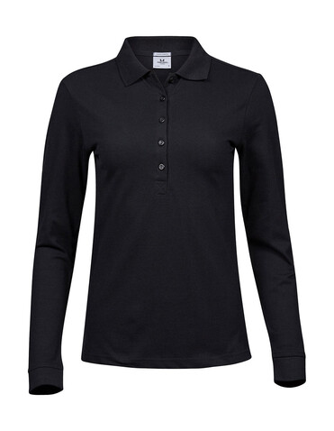 Tee Jays Ladies` Luxury LS Stretch Polo, Black, L bedrucken, Art.-Nr. 520541015