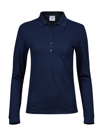 Tee Jays Ladies` Luxury LS Stretch Polo, Navy, S bedrucken, Art.-Nr. 520542003