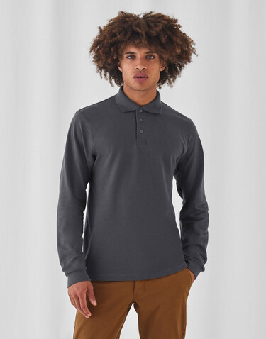 B &amp; C Heavymill LSL Polo, Black, S bedrucken, Art.-Nr. 565421013