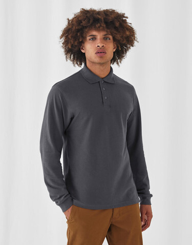 B &amp; C Heavymill LSL Polo, Black, S bedrucken, Art.-Nr. 565421013