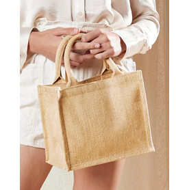 Westford Mill Shimmer Jute Mini Gift Bag, Natural/Gold, One Size bedrucken, Art.-Nr. 635280160