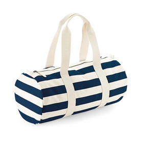 Westford Mill Nautical Barrel Bag, Natural/Navy, One Size bedrucken, Art.-Nr. 689280600