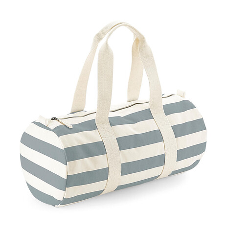 Westford Mill Nautical Barrel Bag, Natural/Grey, One Size bedrucken, Art.-Nr. 689280710