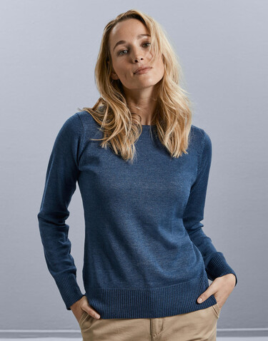 Russell Europe Ladies` Crew Neck Knitted Pullover, Black, 2XS bedrucken, Art.-Nr. 782001011