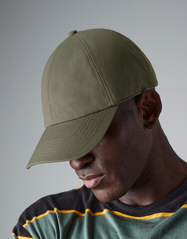 Beechfield Organic Cotton 6 Panel Cap, Olive Green, One Size bedrucken, Art.-Nr. 906695300