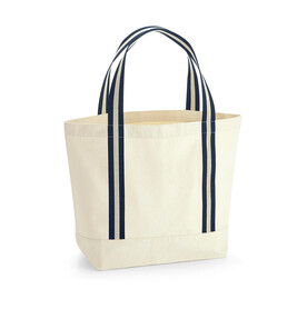 Westford Mill EarthAware® Organic Boat Bag, Natural/French Navy, One Size bedrucken, Art.-Nr. 907280550
