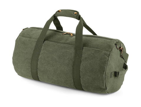 Bag Base Vintage Canvas Barrel Bag, Vintage Military Green, One Size bedrucken, Art.-Nr. 912295160