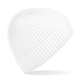 Beechfield Engineered Knit Ribbed Beanie, White, One Size bedrucken, Art.-Nr. 913690000