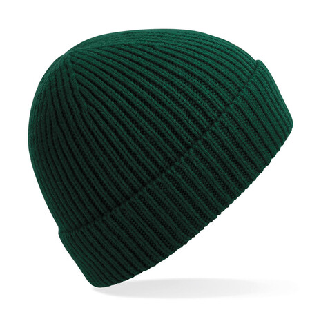 Beechfield Engineered Knit Ribbed Beanie, Bottle Green, One Size bedrucken, Art.-Nr. 913695400