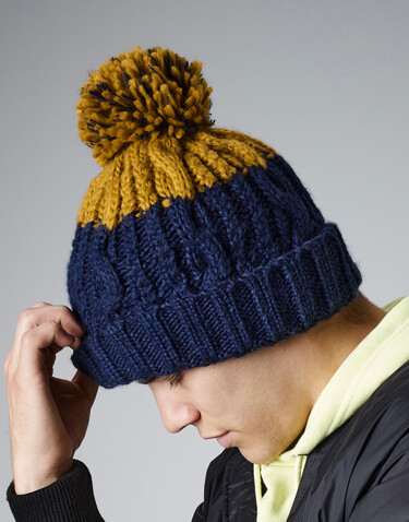 Beechfield Apres Beanie, Azure Blue/Oxford Navy, One Size bedrucken, Art.-Nr. 921693690