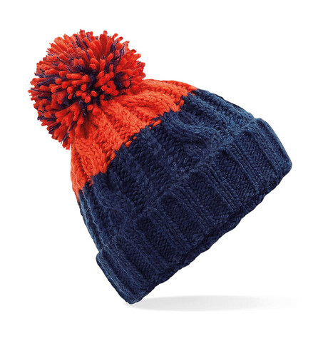 Beechfield Apres Beanie, Oxford Navy/Fire Red, One Size bedrucken, Art.-Nr. 921692760