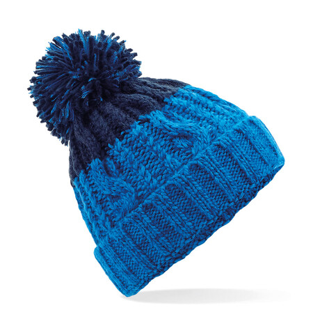 Beechfield Apres Beanie, Azure Blue/Oxford Navy, One Size bedrucken, Art.-Nr. 921693690