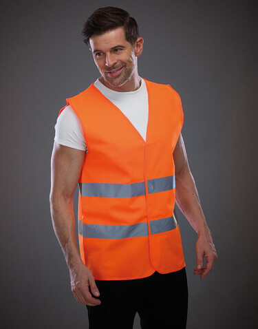 Yoko Fluo 2 Bands Waistcoat, Fluo Yellow, 2XL bedrucken, Art.-Nr. 925776057