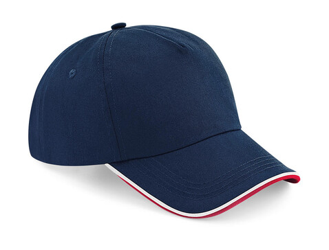 Beechfield Authentic 5 Panel Cap - Piped Peak, French Navy/Classic Red/White, One Size bedrucken, Art.-Nr. 928692880