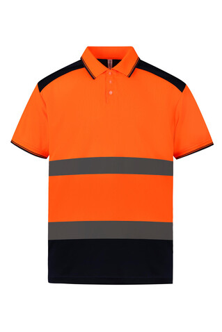 Yoko Fluo 2-Tone Polo, Fluo Orange/Navy, S bedrucken, Art.-Nr. 929774523