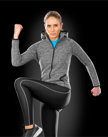 Result Women`s Microfleece Hoodi, Marl Grey/Black, 2XL bedrucken, Art.-Nr. 932331487