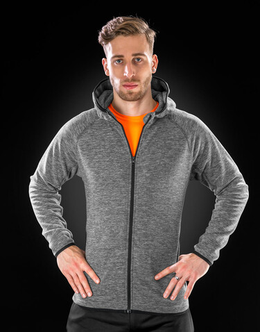 Result Men`s Microfleece Hoodi, Marl Grey/Black, M bedrucken, Art.-Nr. 933331484