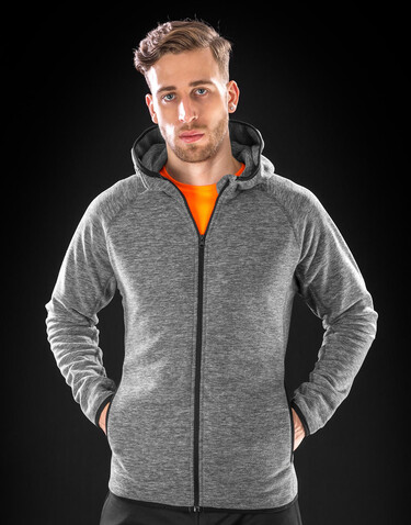 Result Men`s Microfleece Hoodi, Marl Grey/Black, M bedrucken, Art.-Nr. 933331484