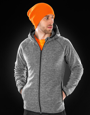 Result Men`s Microfleece Hoodi, Marl Grey/Black, M bedrucken, Art.-Nr. 933331484