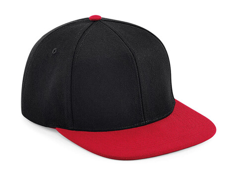 Beechfield Original Flat Peak 6 Panel Snapback, Black/Black, One Size bedrucken, Art.-Nr. 935691520