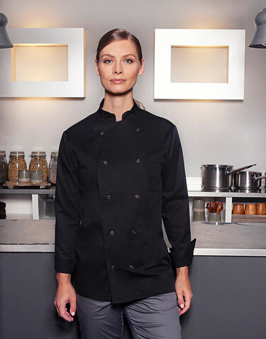 Karlowsky Chef Jacket Basic Unisex, Black, XL bedrucken, Art.-Nr. 936671016