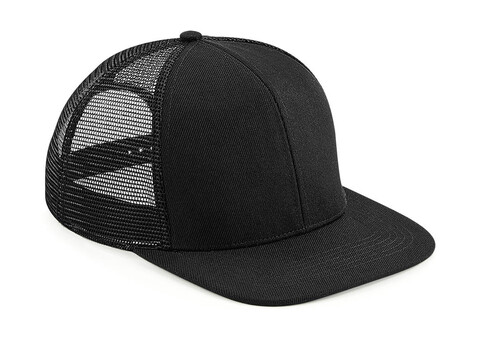 Beechfield Original Flat Peak 6 Panel Trucker, Black/Black, One Size bedrucken, Art.-Nr. 936691520