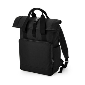 Bag Base Recycled Twin Handle Roll-Top Laptop Backpack, Black, One Size bedrucken, Art.-Nr. 959291010