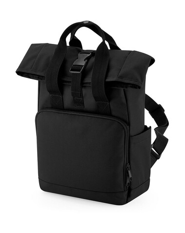 Bag Base Recycled Mini Twin Handle Roll-Top Backpack, Black, One Size bedrucken, Art.-Nr. 960291010