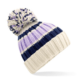 Beechfield Hygge Striped Beanie, Blueberry Cheesecake, One Size bedrucken, Art.-Nr. 962690140