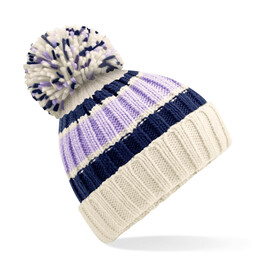 Beechfield Hygge Striped Beanie, Blueberry Cheesecake, One Size bedrucken, Art.-Nr. 962690140