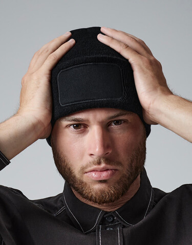 Beechfield Recycled Original Patch Beanie, Black, One Size bedrucken, Art.-Nr. 966691010