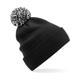 Beechfield Recycled Snowstar® Beanie, Black/White, One Size bedrucken, Art.-Nr. 968691500