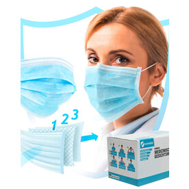 Virshields Medical Face Mask Type IIR, Blue, One Size bedrucken, Art.-Nr. 999633010