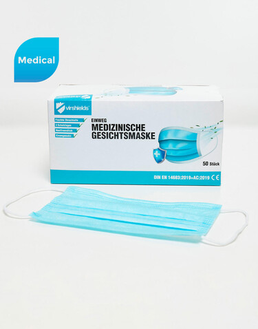 Virshields Medical Face Mask Type IIR, Blue, One Size bedrucken, Art.-Nr. 999633010