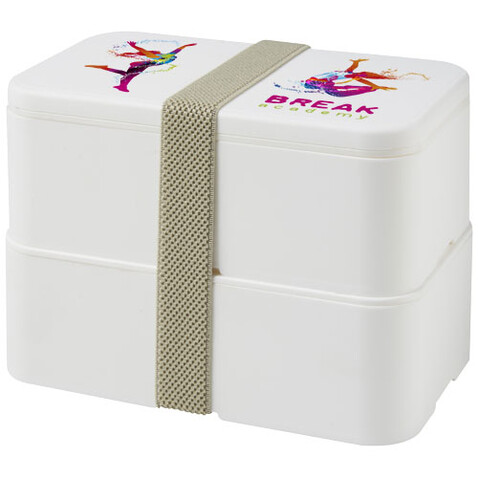 MIYO Doppel-Lunchbox, weiss, weiss, kieselgrau bedrucken, Art.-Nr. 22040101