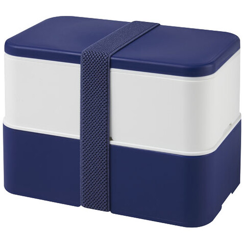 MIYO Doppel-Lunchbox, blau, weiss, blau bedrucken, Art.-Nr. 22040152